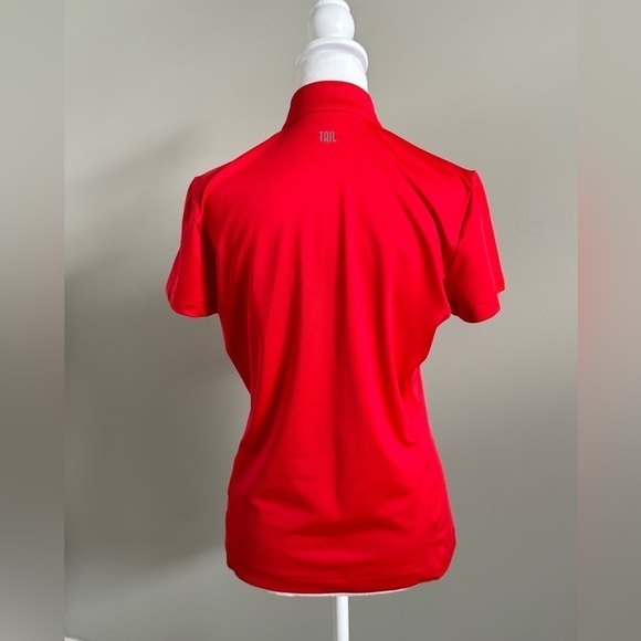 Tail Bright Cherry Red Women’s Short Sleeve Collarless Golf Polo - Picture 3 of 7